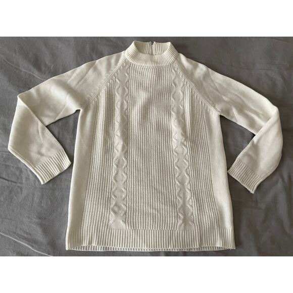 VTG. 50s/60s Mock Turtleneck sweater Cream Ivory long sleeve - Picture 1 of 7